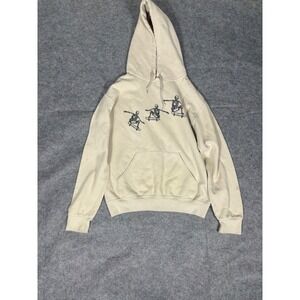 Bowery Supply Co Skeleton Skateboard Hoodie Beige Cotton Blend Pullover Mens S